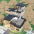 Modern Detached Villa With Large Windows Terrace And Greenery Surrounded By Trees