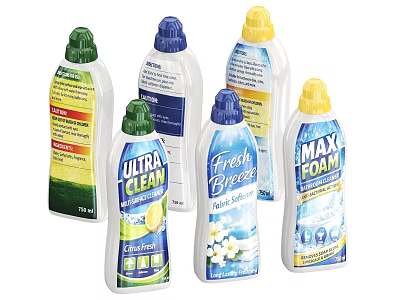 Assorted Household Cleaning Products With Different Brands And Fresh Scents For Home Cleaning 3d model