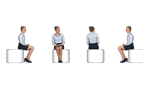 Fashion Women Business Office Characters Temperament Beauty Sitting Posture Women 3d model