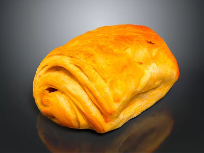 Golden Flaky Baked Puff Pastry Bread With Layered Texture And Shiny Surface 3d model