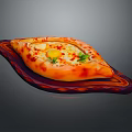 Delicious Baked Flatbread With Fried Egg And Fresh Herbs On Wooden Tray
