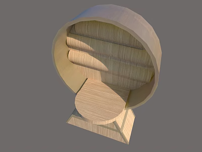 Wooden Stool With Round Layered Structure And Modern Simple Design Elements 3d model