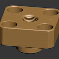 Brass Industrial Equipment Component Design With Central Threaded Hole And Four Holes