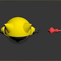 Gray Cat Character In Yellow Hoodie Standing With Red Toy Gun
