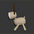 Cartoon Style Reindeer Figure With Large Brown Antlers And White Round Head