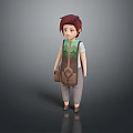Man With Reddish Brown Hair Green White Top Gray Pants Brown Backpack 3D Character Model