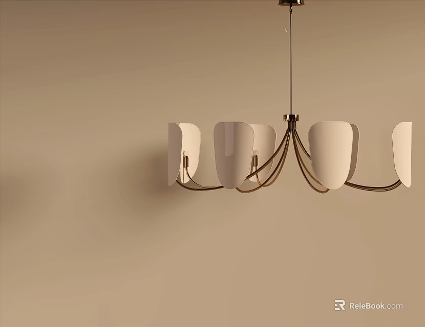 Modern Chandelier With White Shades And Metal Frame For Interior Design 3d model 