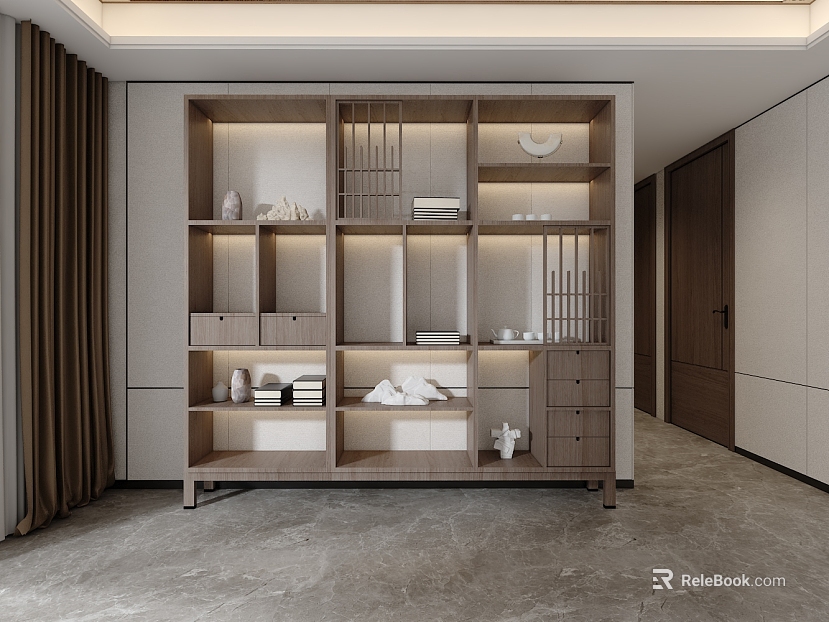 Chinese-style single bookcase texture