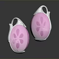 Two Pink Shiny Containers With Metal Lids And Handles For Daily Use