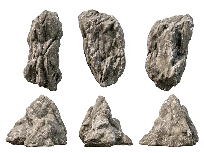 Rockery Stones With Diverse Natural Shapes And Textured Surfaces For Decorative Use 3d model