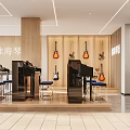 Musical Instrument Specialty Store With Pianos Guitars And Modern Interior