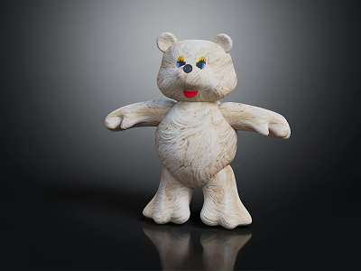 Children's Room Furniture Decorative White Bear With Yellow Eyes Blue Nose Red Mouth 3d model