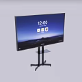 Black TV with Screen Displaying 1200 Time App Icons on Movable Stand Grey Background 3d model