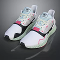 Adidas White Sneakers With Black Pink Accents White Laces And Green Mesh Sole Modern Design