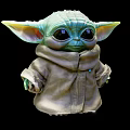 Baby Yoda Grogu Character With Green Skin Large Ears Brown Robe And Cute Appearance