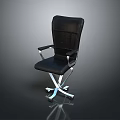 Modern Black Office Chair With Silver Metal Frame Armrests And Wheels