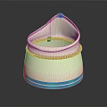 Stylish White Storage Container With Yellow Top Braided Rope Trim And Blue Bottom Stripe