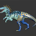 Vibrant Blue Dinosaur Toy Character With Yellow Spiked Back And Fierce Expression