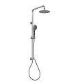 Chrome Shower Faucet With Rain Head And Handheld Sprayer For Bathroom