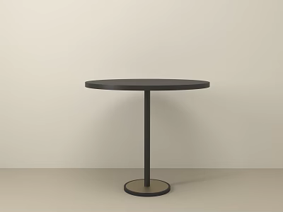 Modern Minimalist Black Round Dining Table With Slim Leg And Circular Base 3d model