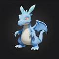Cute Blue Dragon 3D Model Figure With White Belly And Wings On Black Background