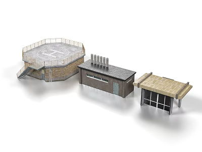 Diverse Architectural Models With Circular Structure Sloped Roofs And Chimney Details 3d model
