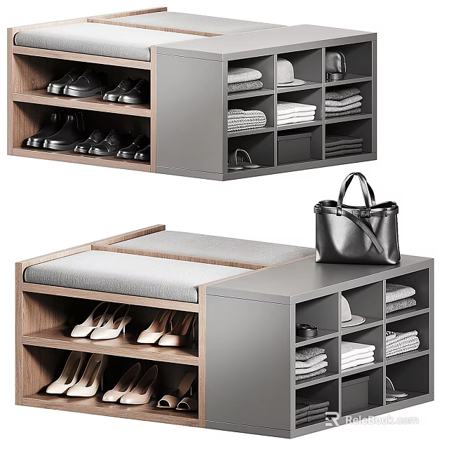 Modern Wooden Jewelry Cabinet With Multiple Storage Drawers And Shelves 3d model 