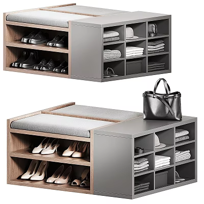 Modern Wooden Jewelry Cabinet With Multiple Storage Drawers And Shelves 3d model