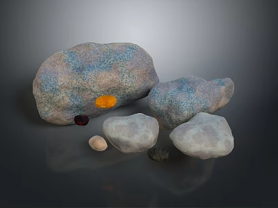 Collection Of Natural Stones With Various Sizes And Colorful Textured Surfaces 3d model