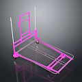 Pink Metal Cart With Wire Mesh Bottom And Movable Wheels Frame Structure