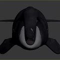 Detailed Dark Colored Whale 3D Model in Gradient Gray Background with Reflective Surface 3d model