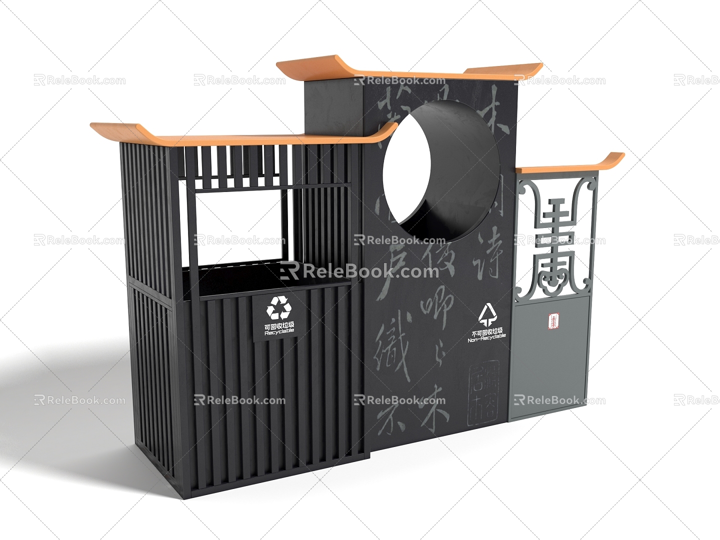 Modern style dustbin dustbin public facilities highway facilities recycling bin 3d model