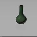 Green Vase Decor On Modern Wooden Shelf Furniture Piece