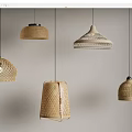 Small rattan chandelier combination 3d model
