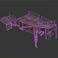 Vintage Industrial Platform Structure With Metal Railings Roof Panels And Supporting Posts