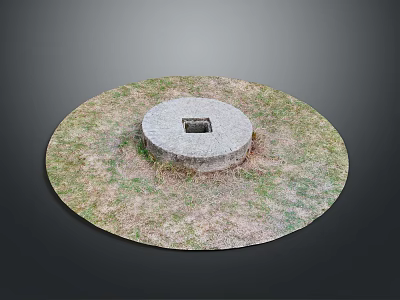 Industrial Equipment Circular Stone Base Structure With Surrounding Grass Area 3d model