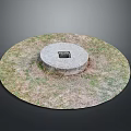 Industrial Equipment Circular Stone Base Structure With Surrounding Grass Area