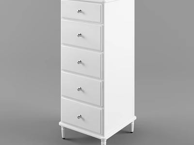 White Chest of Drawers with Five Drawers Metal Handles and Sturdy Legs for Bedroom 3d model