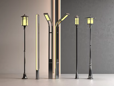 Modern and Traditional Floor Lamps With LED Lighting Black Metal in Minimalist Room 3d model