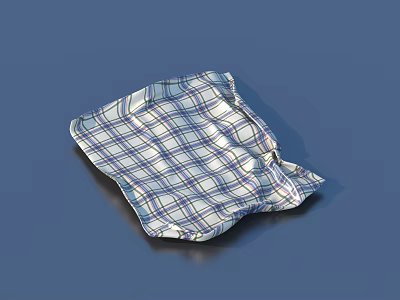 Blue And White Checkered Cotton Handkerchief For Daily Living Use 3d model