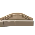Modern Curved Irregular Shaped Sofa With Wave Like Design And Beige Upholstery