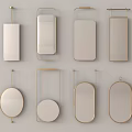 Elegant Decorative Mirrors With Various Shapes And Gold Metal Frames For Wall 3d model
