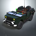 Dark Green Functional Vehicle With Solar Panels And Spare Tire