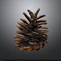 Brown and Orange Pine Cone with Detailed Scales on Dark Background 3d model