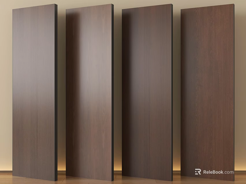 Vertical Dark Brown Wood Wall Panels With Smooth Surface And Clear Grain 3d model 
