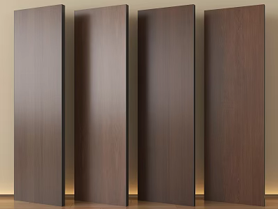 Vertical Dark Brown Wood Wall Panels With Smooth Surface And Clear Grain 3d model