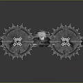 Armored Military Vehicle With Spiked Wheels And Metallic Reinforced Design