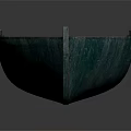 Vintage Green Wooden Boat With Weathered Planks On Dark Background