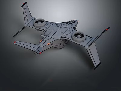 3D Rendered Modern Aircraft With Four Propellers Gray Body And Red Wing Tips 3d model