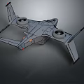 3D Rendered Modern Aircraft With Four Propellers Gray Body And Red Wing Tips